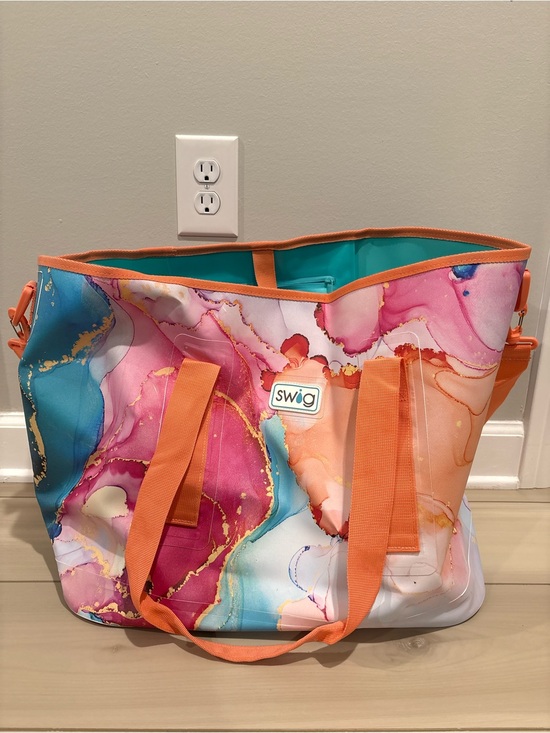 SWig Handbags - Swig Life Insulated Tote Bag Cooler Marble Watercolor Pink Blue Orange